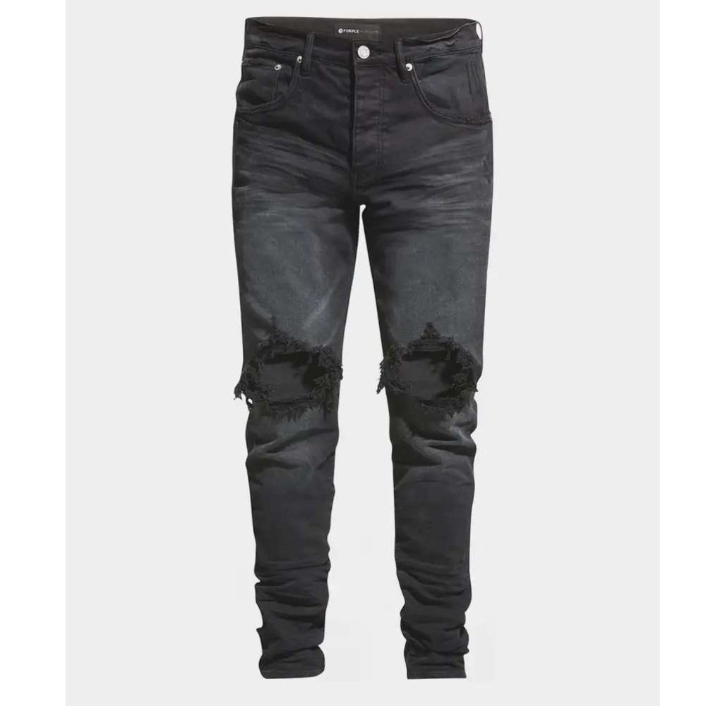 Purple Brand P002 Black Wash Blowout Slim Distressed Jeans Size 36 New With Tags